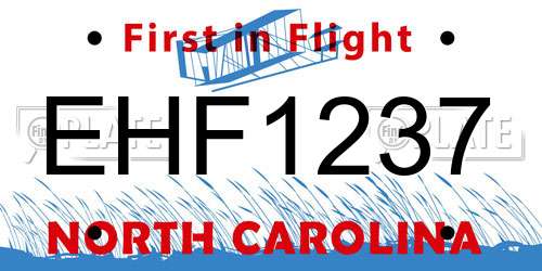 EHF1237 North Carolina License Plate