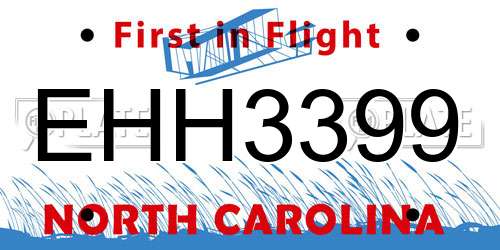 EHH3399 North Carolina License Plate