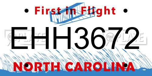 EHH3672 North Carolina License Plate