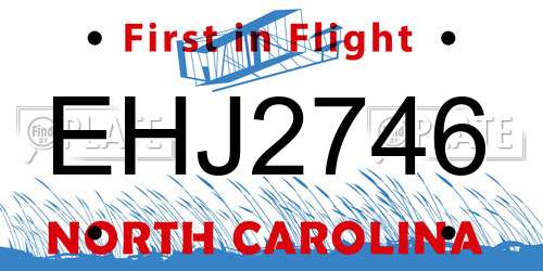 EHJ2746 North Carolina License Plate
