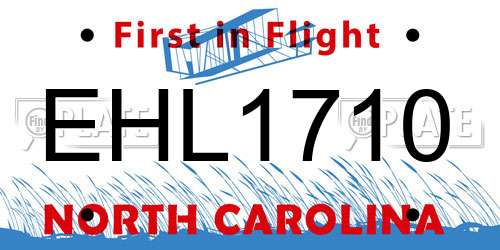 EHL1710 North Carolina License Plate
