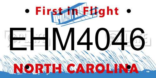 EHM4046 North Carolina License Plate