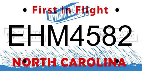 EHM4582 North Carolina License Plate