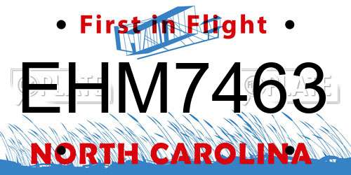 EHM7463 North Carolina License Plate