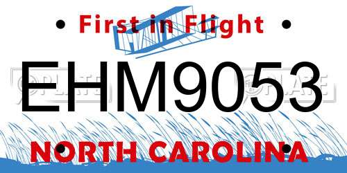 EHM9053 North Carolina License Plate