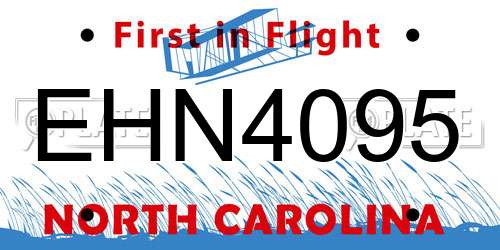 EHN4095 North Carolina License Plate