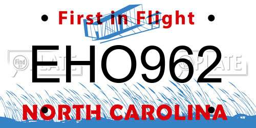 EHO962 North Carolina License Plate