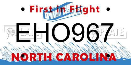 EHO967 North Carolina License Plate