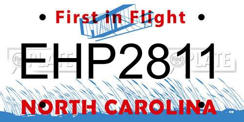 EHP2811 North Carolina License Plate