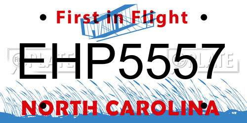 EHP5557 North Carolina License Plate