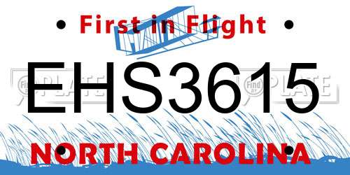 EHS3615 North Carolina License Plate