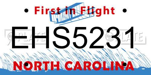EHS5231 North Carolina License Plate