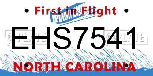 EHS7541 North Carolina License Plate