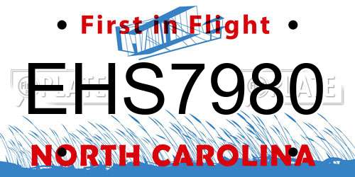 EHS7980 North Carolina License Plate