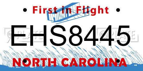 EHS8445 North Carolina License Plate