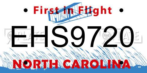 EHS9720 North Carolina License Plate