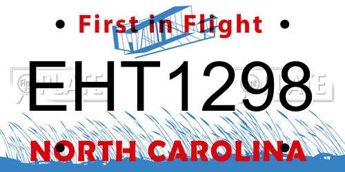 EHT1298 North Carolina License Plate