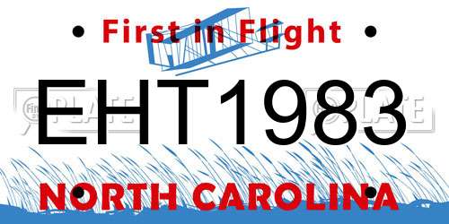 EHT1983 North Carolina License Plate