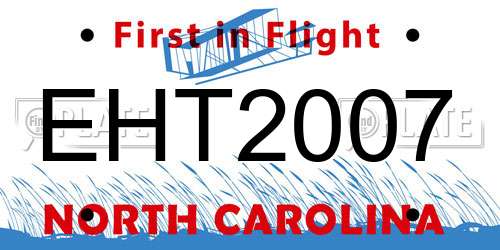 EHT2007 North Carolina License Plate
