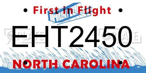 EHT2450 North Carolina License Plate