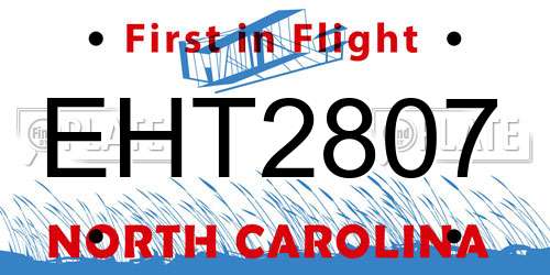 EHT2807 North Carolina License Plate