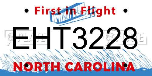 EHT3228 North Carolina License Plate