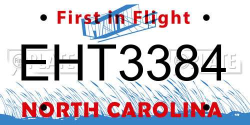 EHT3384 North Carolina License Plate