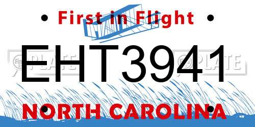 EHT3941 North Carolina License Plate