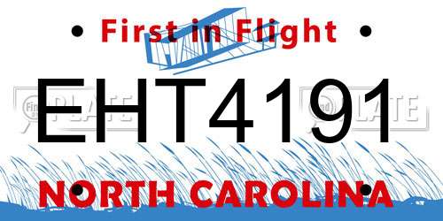 EHT4191 North Carolina License Plate