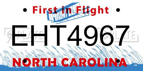 EHT4967 North Carolina License Plate