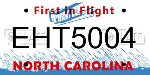 EHT5004 North Carolina License Plate