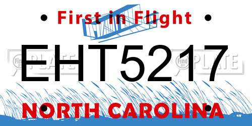 EHT5217 North Carolina License Plate