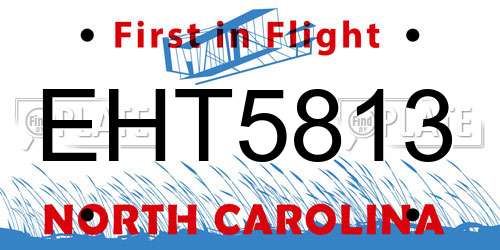 EHT5813 North Carolina License Plate
