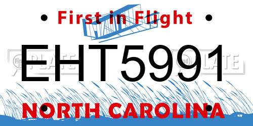 EHT5991 North Carolina License Plate