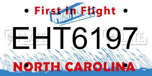EHT6197 North Carolina License Plate