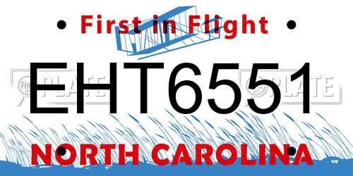 EHT6551 North Carolina License Plate