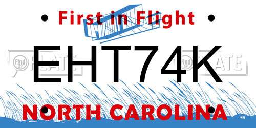 EHT74K North Carolina License Plate
