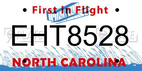 EHT8528 North Carolina License Plate