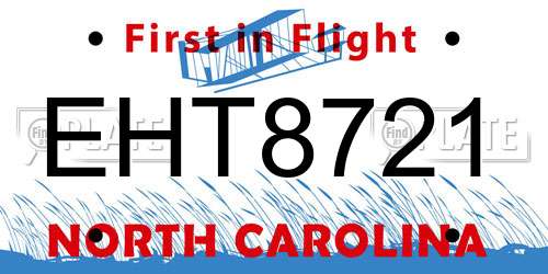 EHT8721 North Carolina License Plate