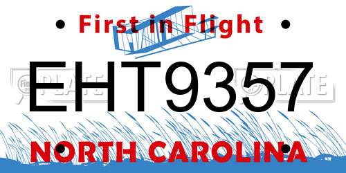 EHT9357 North Carolina License Plate