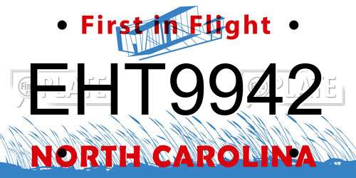 EHT9942 North Carolina License Plate