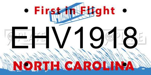 EHV1918 North Carolina License Plate