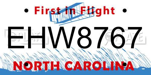 EHW8767 North Carolina License Plate
