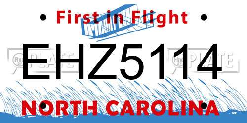 EHZ5114 North Carolina License Plate