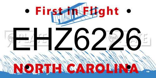 EHZ6226 North Carolina License Plate