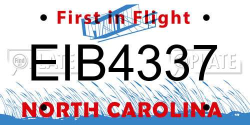 EIB4337 North Carolina License Plate