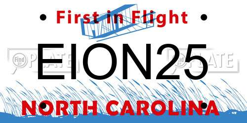 EION25 North Carolina License Plate