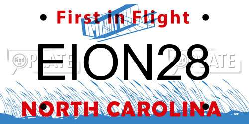EION28 North Carolina License Plate