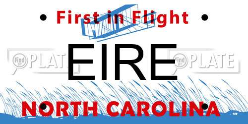 EIRE North Carolina License Plate