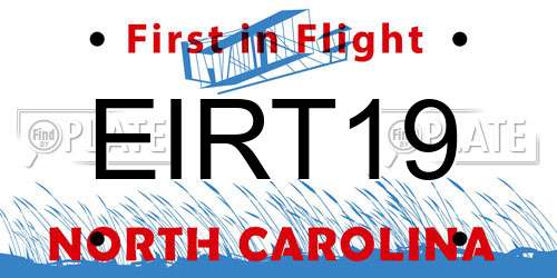 EIRT19 North Carolina License Plate